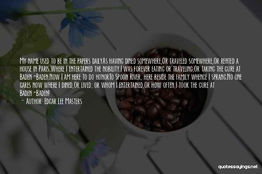 Edgar Lee Masters Quotes: My Name Used To Be In The Papers Dailyas Having Dined Somewhere,or Traveled Somewhere,or Rented A House In Paris,where I