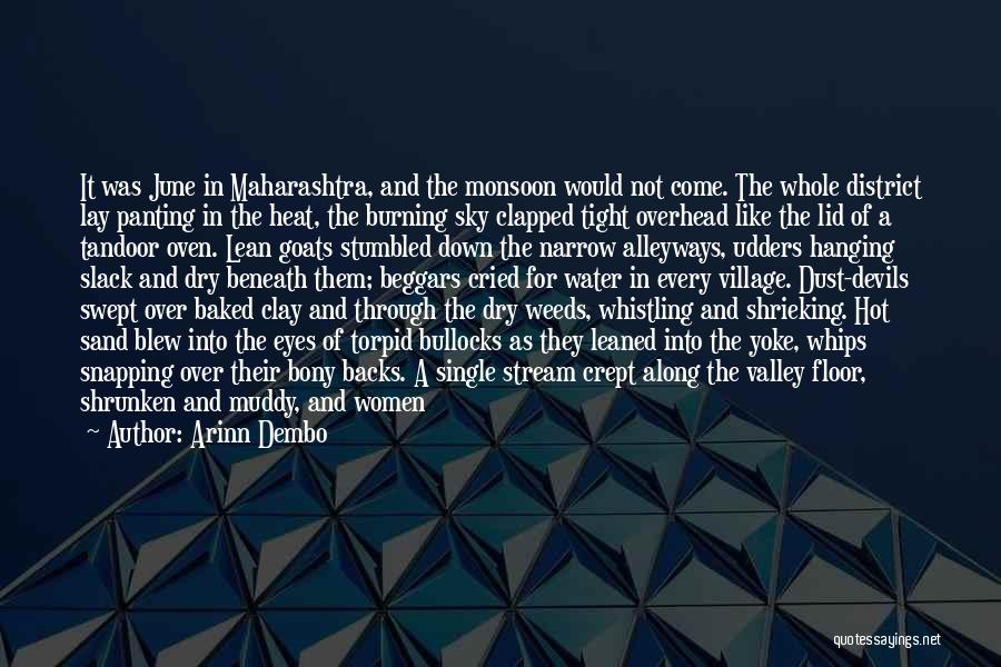 Arinn Dembo Quotes: It Was June In Maharashtra, And The Monsoon Would Not Come. The Whole District Lay Panting In The Heat, The