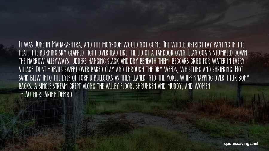 Arinn Dembo Quotes: It Was June In Maharashtra, And The Monsoon Would Not Come. The Whole District Lay Panting In The Heat, The