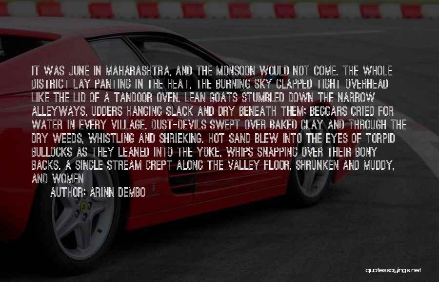 Arinn Dembo Quotes: It Was June In Maharashtra, And The Monsoon Would Not Come. The Whole District Lay Panting In The Heat, The