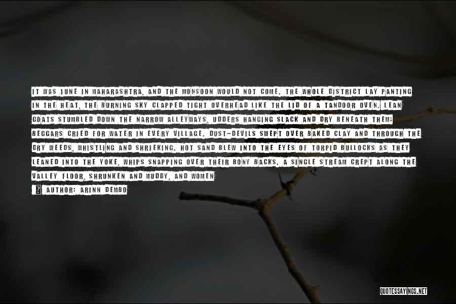Arinn Dembo Quotes: It Was June In Maharashtra, And The Monsoon Would Not Come. The Whole District Lay Panting In The Heat, The