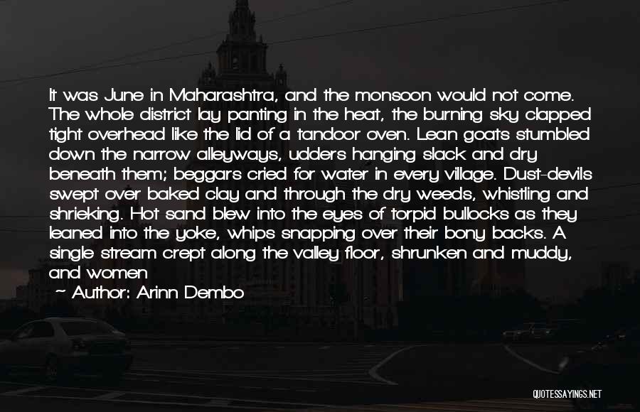 Arinn Dembo Quotes: It Was June In Maharashtra, And The Monsoon Would Not Come. The Whole District Lay Panting In The Heat, The