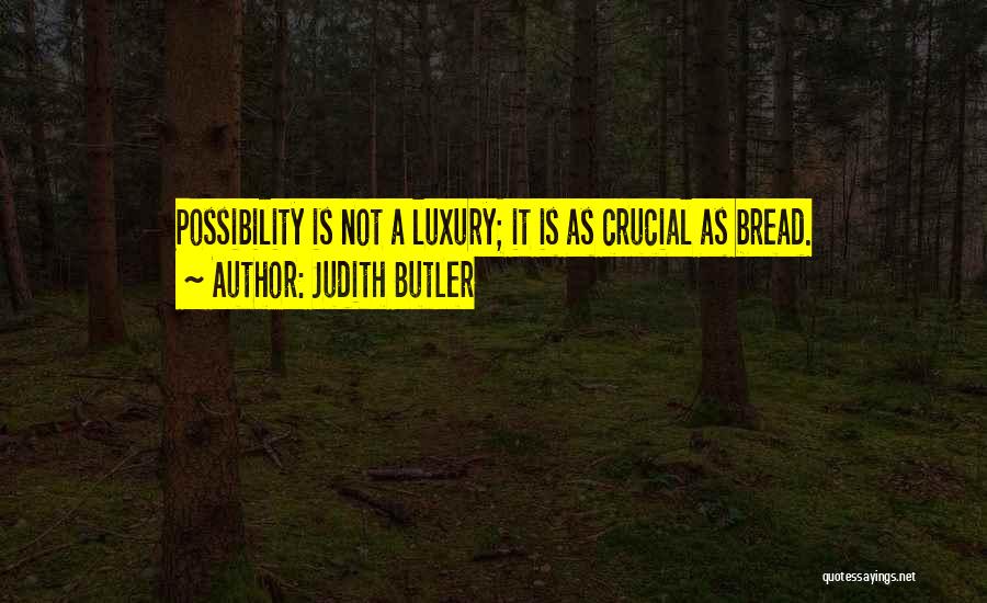 Judith Butler Quotes: Possibility Is Not A Luxury; It Is As Crucial As Bread.