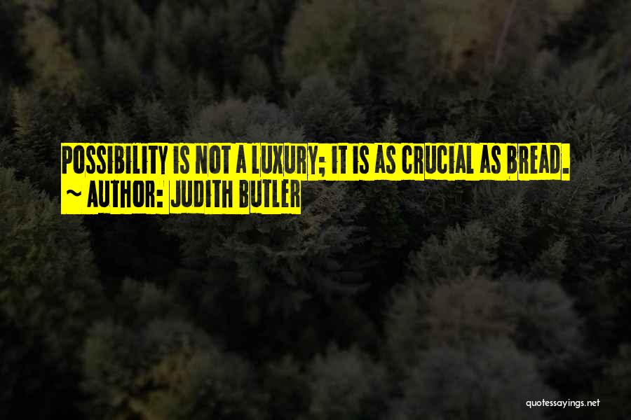 Judith Butler Quotes: Possibility Is Not A Luxury; It Is As Crucial As Bread.
