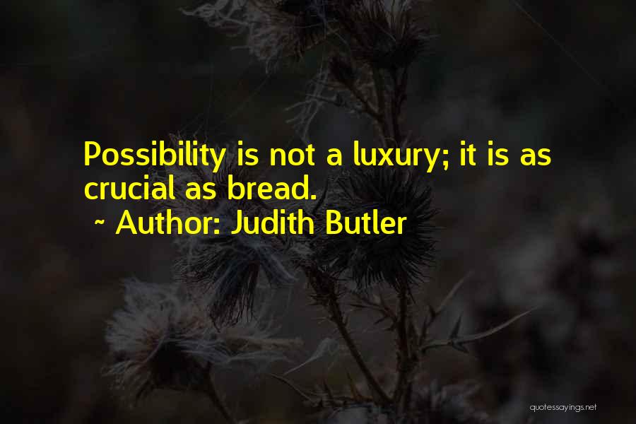 Judith Butler Quotes: Possibility Is Not A Luxury; It Is As Crucial As Bread.