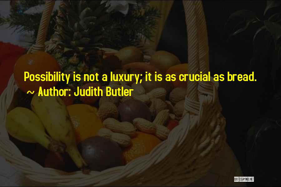Judith Butler Quotes: Possibility Is Not A Luxury; It Is As Crucial As Bread.