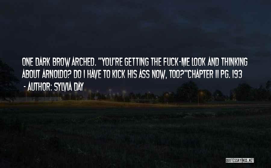 Sylvia Day Quotes: One Dark Brow Arched. You're Getting The Fuck-me Look And Thinking About Arnoldo? Do I Have To Kick His Ass