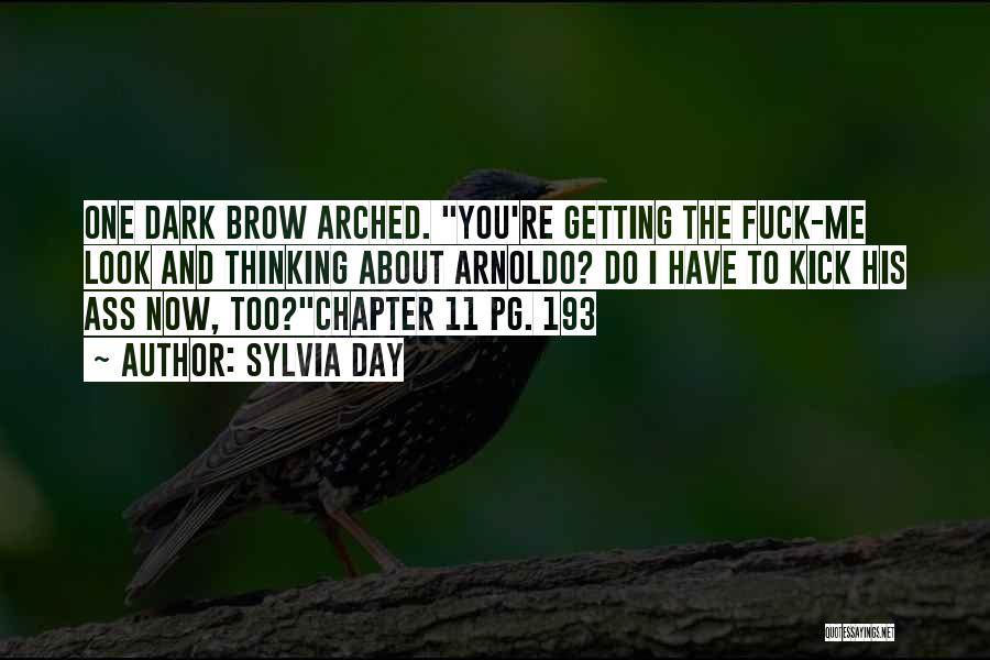 Sylvia Day Quotes: One Dark Brow Arched. You're Getting The Fuck-me Look And Thinking About Arnoldo? Do I Have To Kick His Ass