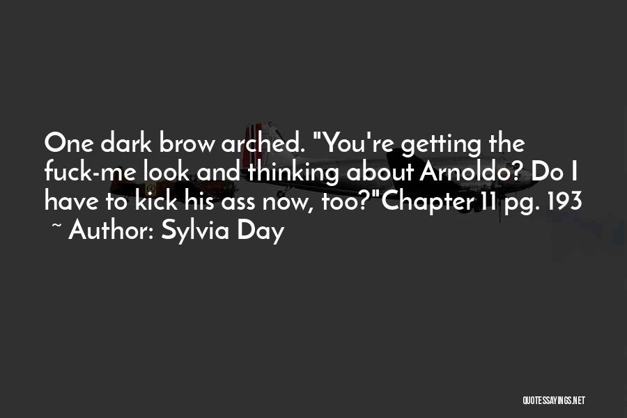 Sylvia Day Quotes: One Dark Brow Arched. You're Getting The Fuck-me Look And Thinking About Arnoldo? Do I Have To Kick His Ass
