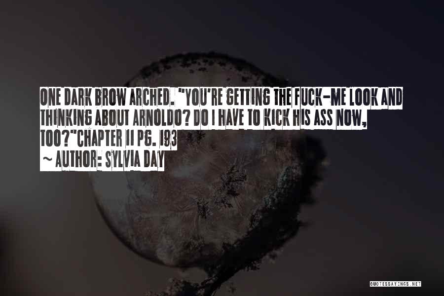 Sylvia Day Quotes: One Dark Brow Arched. You're Getting The Fuck-me Look And Thinking About Arnoldo? Do I Have To Kick His Ass