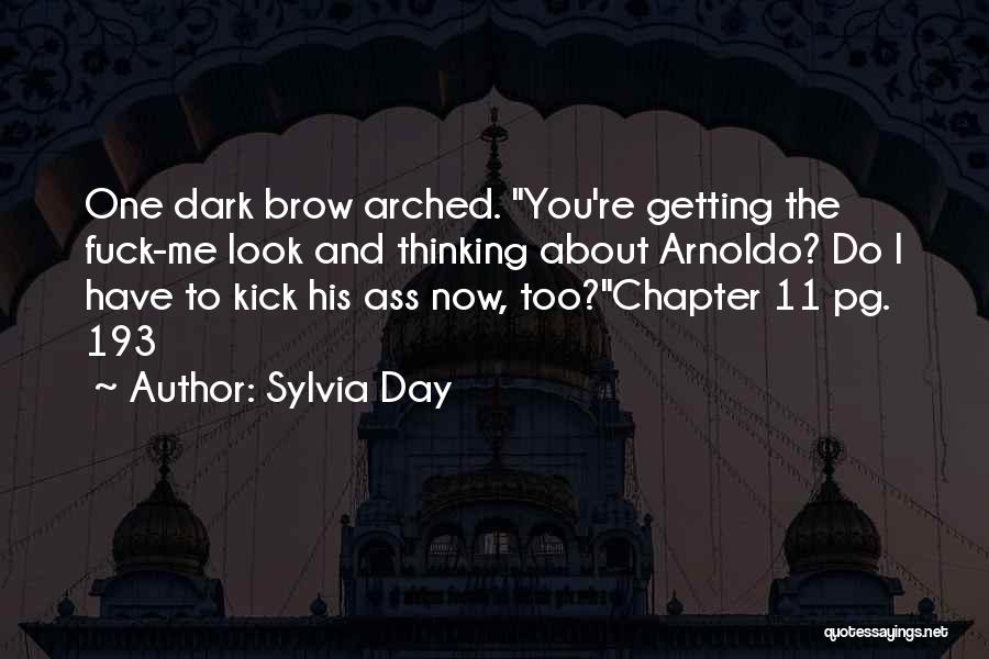 Sylvia Day Quotes: One Dark Brow Arched. You're Getting The Fuck-me Look And Thinking About Arnoldo? Do I Have To Kick His Ass