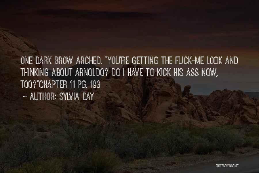 Sylvia Day Quotes: One Dark Brow Arched. You're Getting The Fuck-me Look And Thinking About Arnoldo? Do I Have To Kick His Ass
