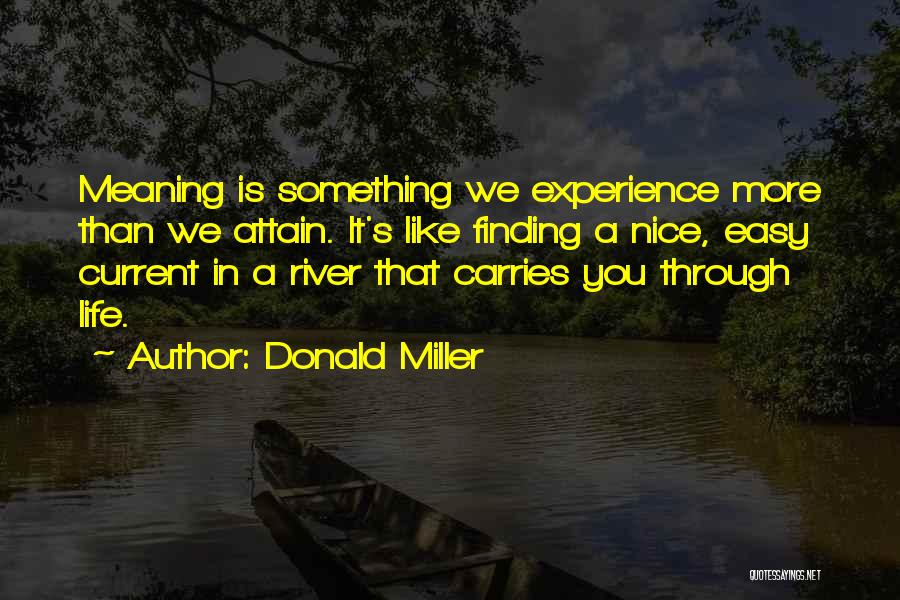 Donald Miller Quotes: Meaning Is Something We Experience More Than We Attain. It's Like Finding A Nice, Easy Current In A River That