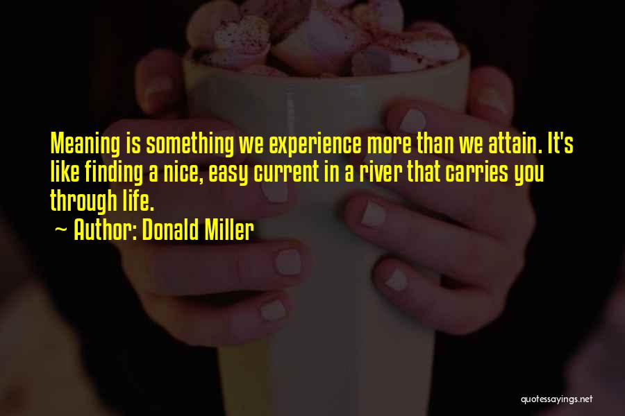 Donald Miller Quotes: Meaning Is Something We Experience More Than We Attain. It's Like Finding A Nice, Easy Current In A River That