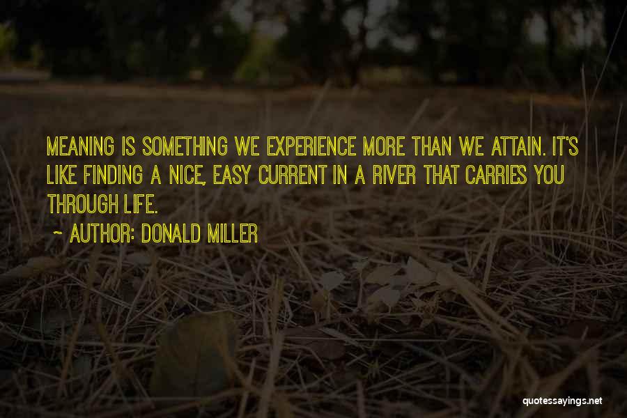 Donald Miller Quotes: Meaning Is Something We Experience More Than We Attain. It's Like Finding A Nice, Easy Current In A River That