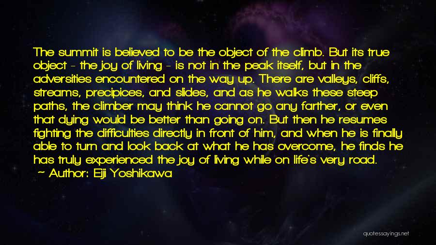 Eiji Yoshikawa Quotes: The Summit Is Believed To Be The Object Of The Climb. But Its True Object - The Joy Of Living