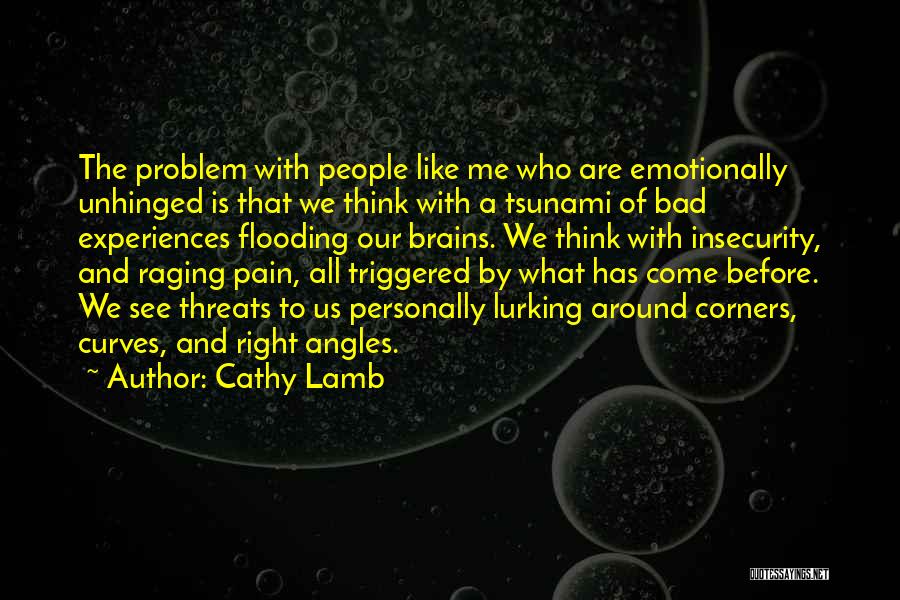 Cathy Lamb Quotes: The Problem With People Like Me Who Are Emotionally Unhinged Is That We Think With A Tsunami Of Bad Experiences