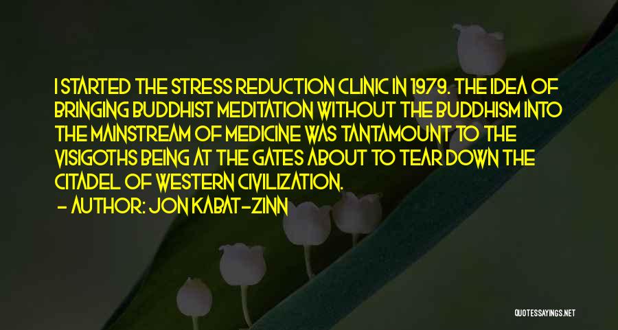 Jon Kabat-Zinn Quotes: I Started The Stress Reduction Clinic In 1979. The Idea Of Bringing Buddhist Meditation Without The Buddhism Into The Mainstream