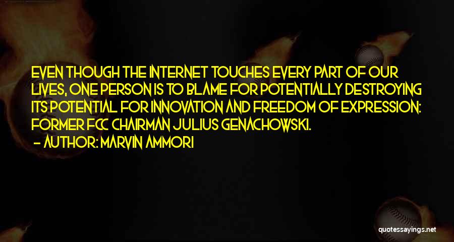 Marvin Ammori Quotes: Even Though The Internet Touches Every Part Of Our Lives, One Person Is To Blame For Potentially Destroying Its Potential