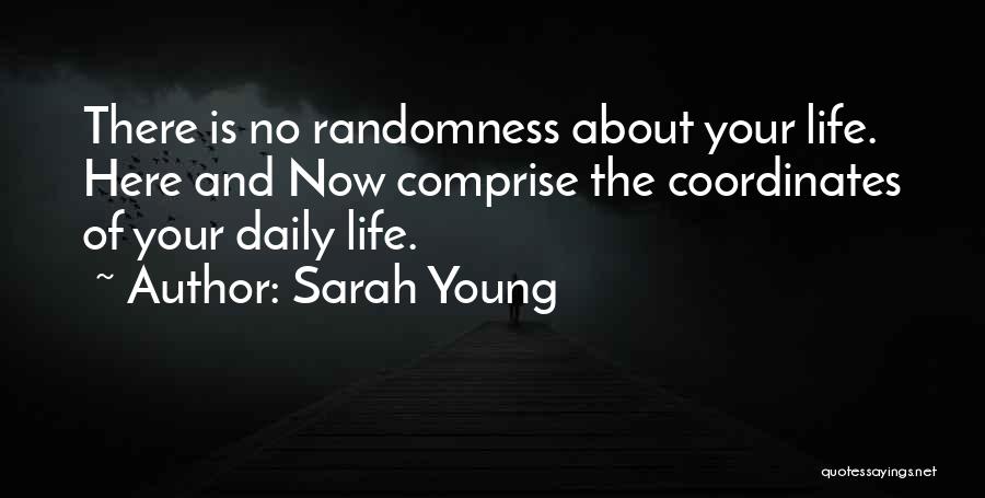 Sarah Young Quotes: There Is No Randomness About Your Life. Here And Now Comprise The Coordinates Of Your Daily Life.