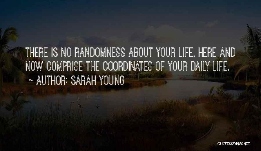 Sarah Young Quotes: There Is No Randomness About Your Life. Here And Now Comprise The Coordinates Of Your Daily Life.