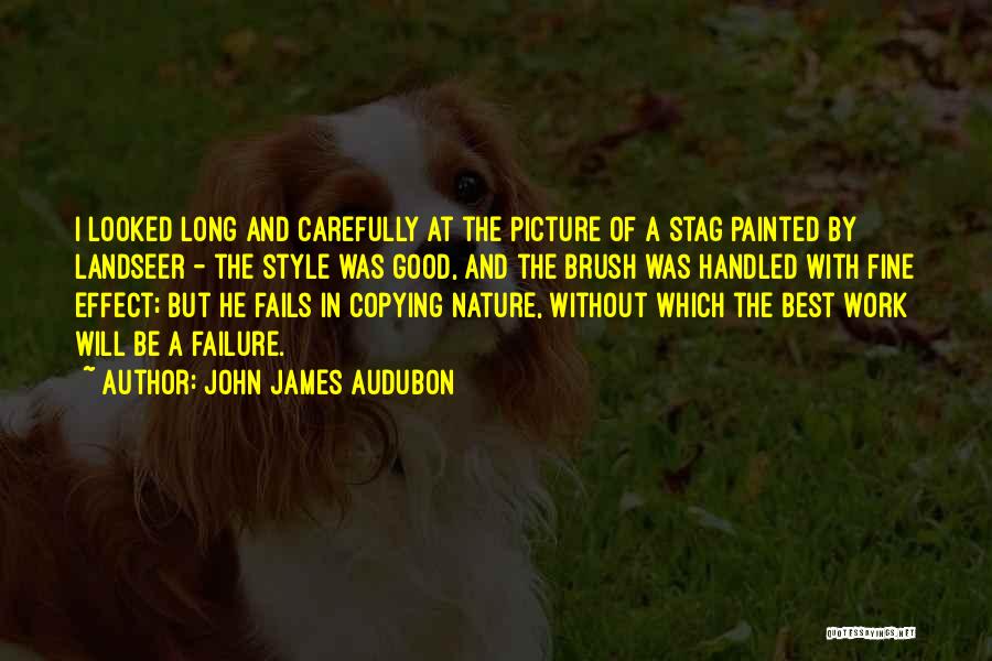 John James Audubon Quotes: I Looked Long And Carefully At The Picture Of A Stag Painted By Landseer - The Style Was Good, And