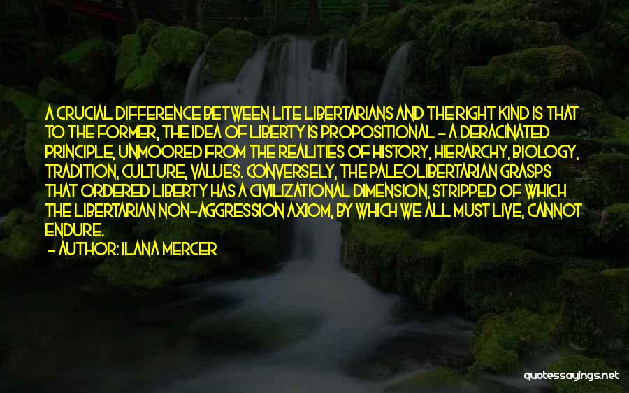 Ilana Mercer Quotes: A Crucial Difference Between Lite Libertarians And The Right Kind Is That To The Former, The Idea Of Liberty Is