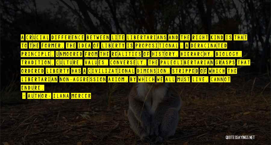 Ilana Mercer Quotes: A Crucial Difference Between Lite Libertarians And The Right Kind Is That To The Former, The Idea Of Liberty Is