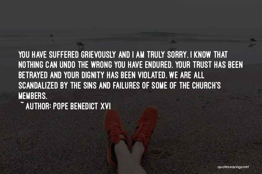 Pope Benedict XVI Quotes: You Have Suffered Grievously And I Am Truly Sorry. I Know That Nothing Can Undo The Wrong You Have Endured.