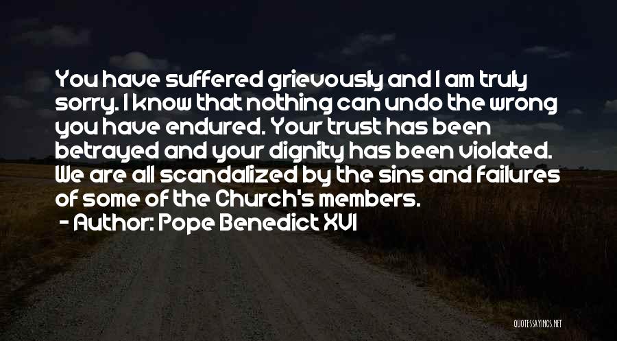 Pope Benedict XVI Quotes: You Have Suffered Grievously And I Am Truly Sorry. I Know That Nothing Can Undo The Wrong You Have Endured.