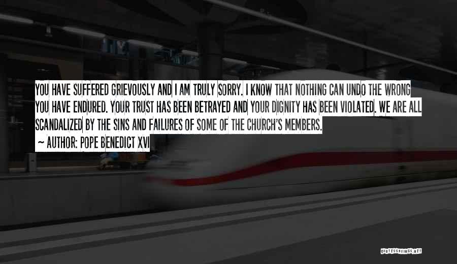 Pope Benedict XVI Quotes: You Have Suffered Grievously And I Am Truly Sorry. I Know That Nothing Can Undo The Wrong You Have Endured.