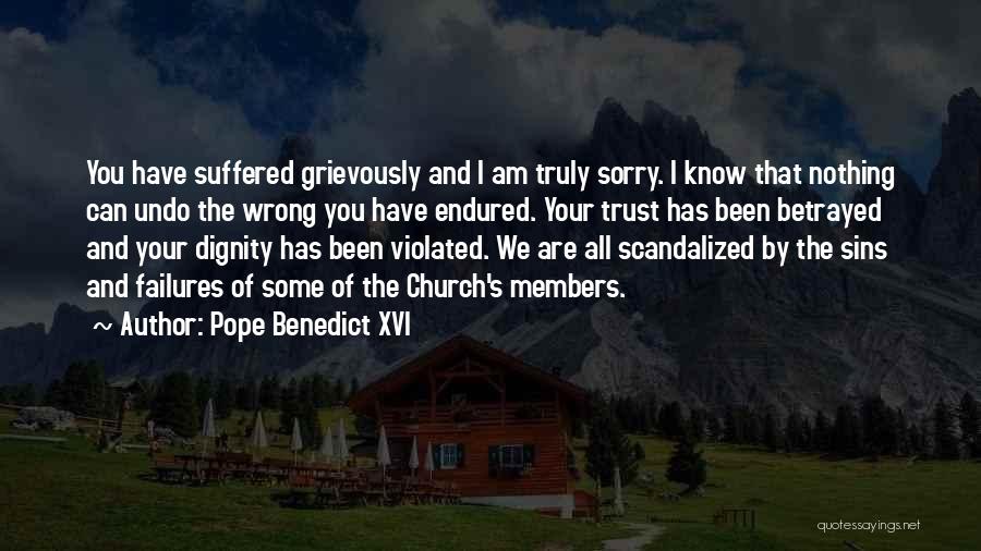 Pope Benedict XVI Quotes: You Have Suffered Grievously And I Am Truly Sorry. I Know That Nothing Can Undo The Wrong You Have Endured.