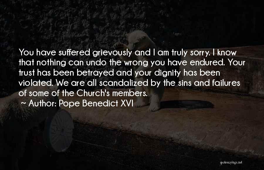 Pope Benedict XVI Quotes: You Have Suffered Grievously And I Am Truly Sorry. I Know That Nothing Can Undo The Wrong You Have Endured.