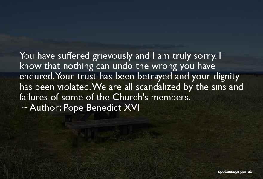 Pope Benedict XVI Quotes: You Have Suffered Grievously And I Am Truly Sorry. I Know That Nothing Can Undo The Wrong You Have Endured.