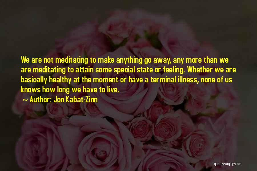 Jon Kabat-Zinn Quotes: We Are Not Meditating To Make Anything Go Away, Any More Than We Are Meditating To Attain Some Special State