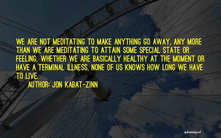 Jon Kabat-Zinn Quotes: We Are Not Meditating To Make Anything Go Away, Any More Than We Are Meditating To Attain Some Special State