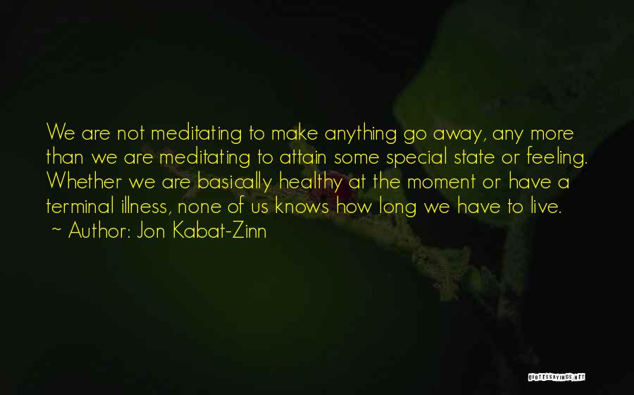 Jon Kabat-Zinn Quotes: We Are Not Meditating To Make Anything Go Away, Any More Than We Are Meditating To Attain Some Special State