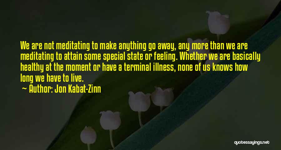 Jon Kabat-Zinn Quotes: We Are Not Meditating To Make Anything Go Away, Any More Than We Are Meditating To Attain Some Special State
