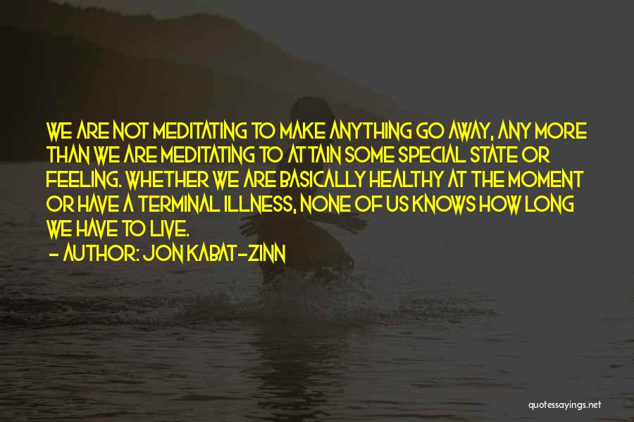 Jon Kabat-Zinn Quotes: We Are Not Meditating To Make Anything Go Away, Any More Than We Are Meditating To Attain Some Special State