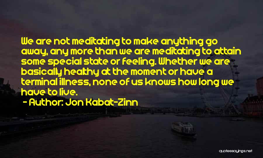 Jon Kabat-Zinn Quotes: We Are Not Meditating To Make Anything Go Away, Any More Than We Are Meditating To Attain Some Special State