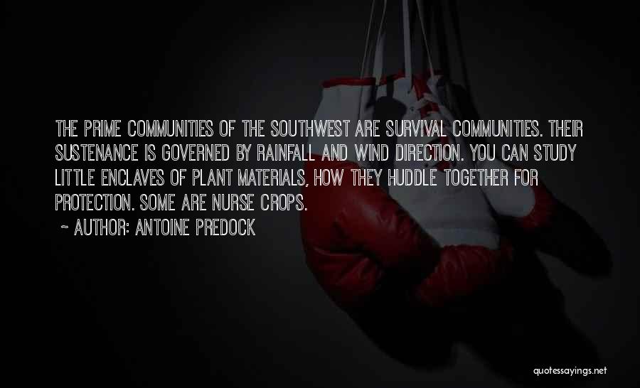 Antoine Predock Quotes: The Prime Communities Of The Southwest Are Survival Communities. Their Sustenance Is Governed By Rainfall And Wind Direction. You Can