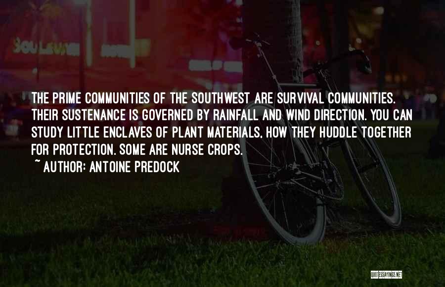 Antoine Predock Quotes: The Prime Communities Of The Southwest Are Survival Communities. Their Sustenance Is Governed By Rainfall And Wind Direction. You Can