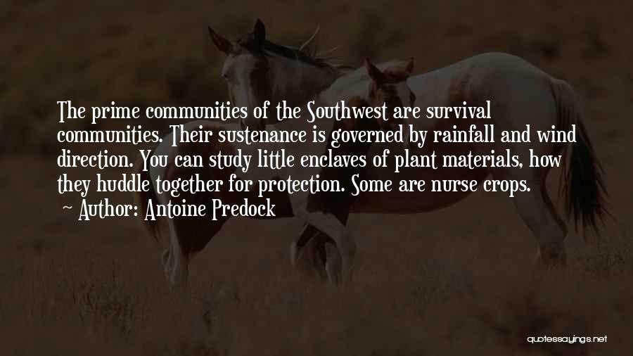 Antoine Predock Quotes: The Prime Communities Of The Southwest Are Survival Communities. Their Sustenance Is Governed By Rainfall And Wind Direction. You Can