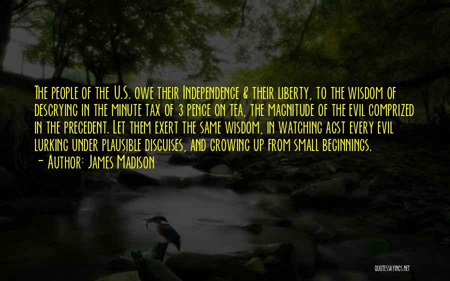 James Madison Quotes: The People Of The U.s. Owe Their Independence & Their Liberty, To The Wisdom Of Descrying In The Minute Tax