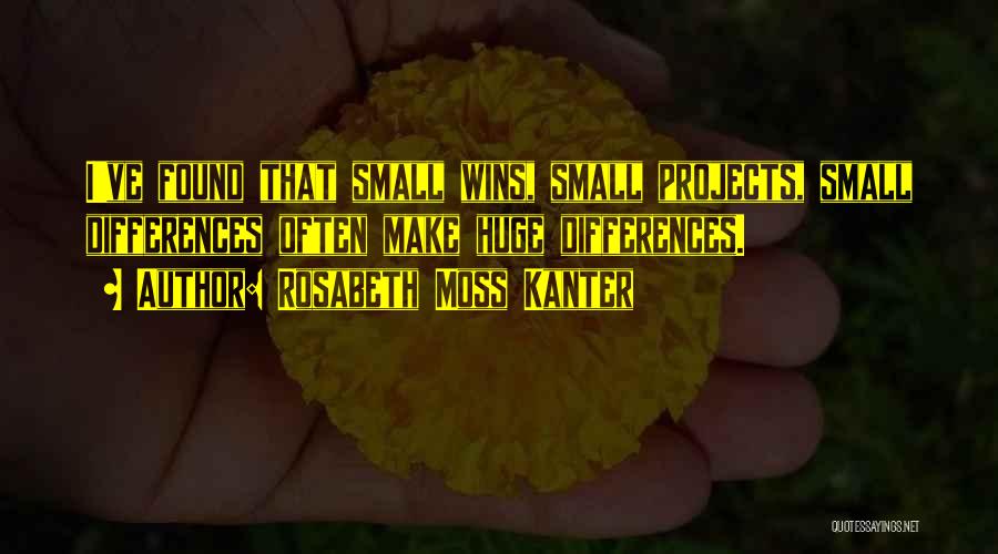 Rosabeth Moss Kanter Quotes: I've Found That Small Wins, Small Projects, Small Differences Often Make Huge Differences.