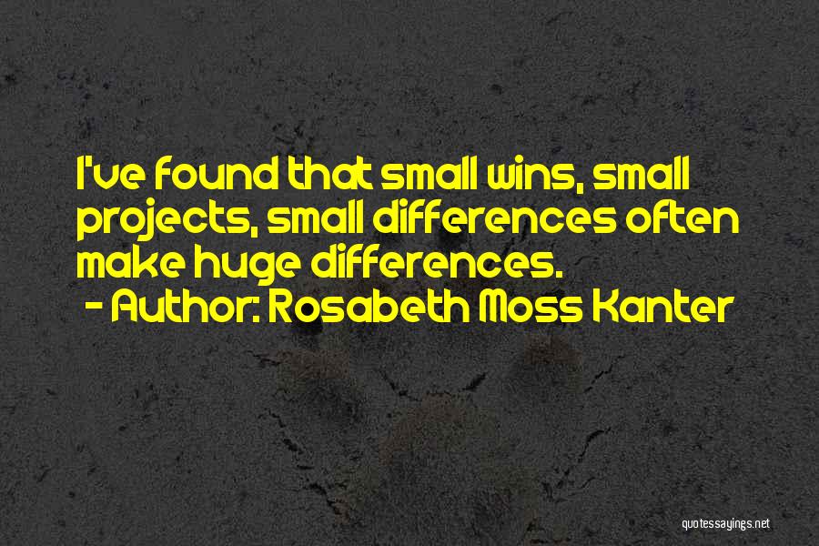 Rosabeth Moss Kanter Quotes: I've Found That Small Wins, Small Projects, Small Differences Often Make Huge Differences.