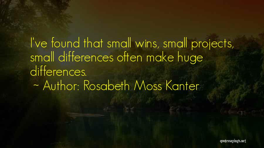 Rosabeth Moss Kanter Quotes: I've Found That Small Wins, Small Projects, Small Differences Often Make Huge Differences.