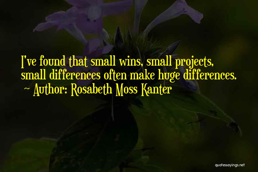 Rosabeth Moss Kanter Quotes: I've Found That Small Wins, Small Projects, Small Differences Often Make Huge Differences.