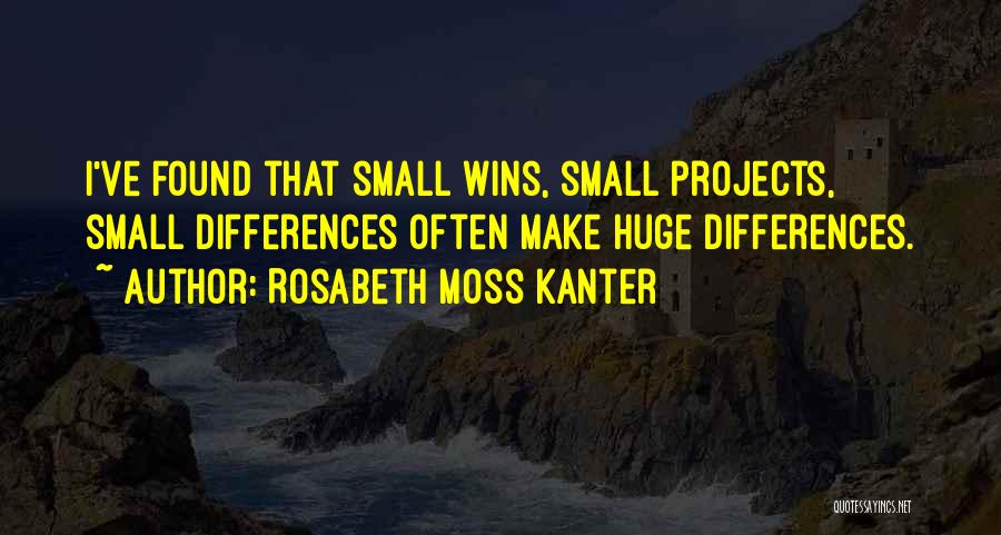 Rosabeth Moss Kanter Quotes: I've Found That Small Wins, Small Projects, Small Differences Often Make Huge Differences.