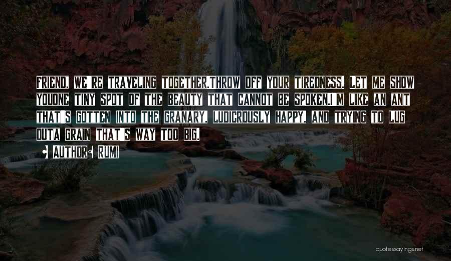 Rumi Quotes: Friend, We're Traveling Together.throw Off Your Tiredness. Let Me Show Youone Tiny Spot Of The Beauty That Cannot Be Spoken.i'm